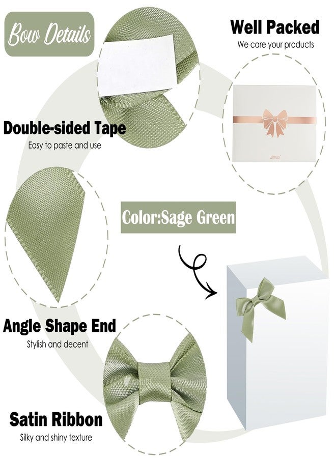 AIMUDI Sage Green Satin Ribbon Bows 2" Self Adhesive Satin Bows for Gift Wrapping Premade Ribbon Bows with Double-Sided Tape for Making Crafts Baby Shower Birthday Party Wedding Decorations, 50 PCs - Image 4